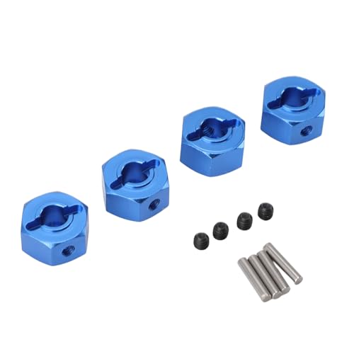 Doact 12-mm-Rad-Sechskant-Adapter, Polierte Aluminiumlegierung, 4 Stück, Kompakter, Professioneller RC-Car-Rad-Sechskant-Naben-Adapter für Ferngesteuertes Autozubehör (Blue) von Doact