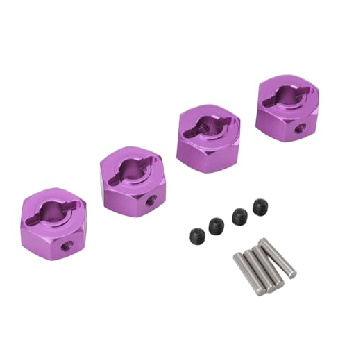 Doact 12-mm-Rad-Sechskant-Adapter, Polierte Aluminiumlegierung, 4 Stück, Kompakter, Professioneller RC-Car-Rad-Sechskant-Naben-Adapter für Ferngesteuertes Autozubehör (Purple) von Doact