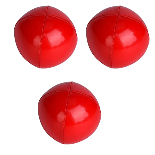 Doact Jonglierbälle, 3 Stück, 6,3 cm, PU + Feines Gummi-Clown-Jonglierball-Set, Jonglierbälle mit Netztasche für Anfänger und Profis (Rot) von Doact