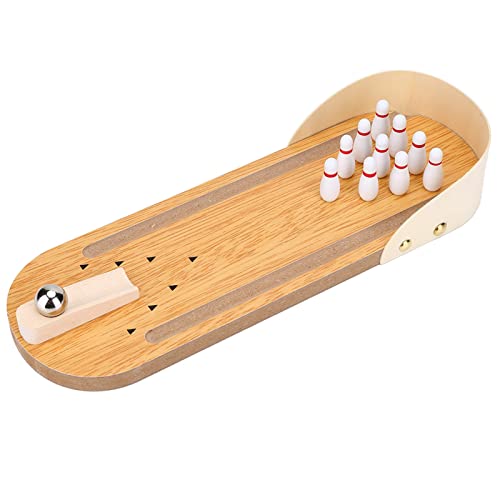 Doact Mini-Bowling-Set, 1 Set Holz-Desktop-Spielzeug für, Mini-Bowling-Spielset mit Tischplatte, Ball mit Verstellbarem für Spaß zu Hause und Im Büro von Doact