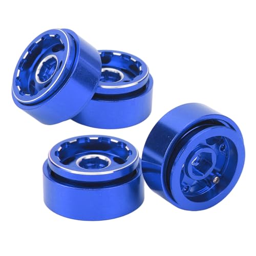 Doact RC-Auto-Beadlock-Räder, Leichte, Hochfeste 4-teilige RC-Alminum-Leichtmetallfelgen, Langlebig, Robust, Rostfrei, 1/24 Axial SCX24 RC-Autos (Blue) von Doact