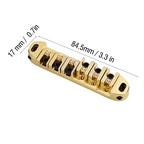 Gitarrenbrücke, 1 Satz Legierung Gitarrensattelbrücke E-Gitarrenteile Gitarren-Rollenbrücke Roller-Sattelbrücke für 6-saitige E-Gitarre Im -Stil (Gold) von Doact