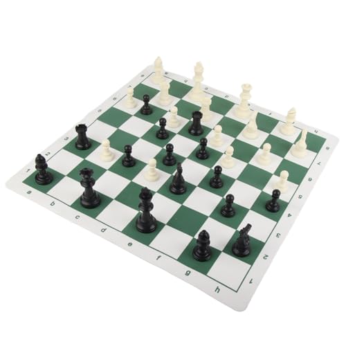 Internationales Schach-Dame-Set, Verschleißfestes 2-in-1-Brettspiel-Schachspiel für Partys (Grünes Brett) von Doact