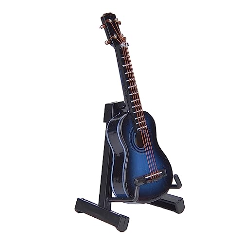 Miniatur-Gitarre, Mini-Gitarre, Mini-E-Gitarre aus Holz mit Bemalter Verarbeitung für die Tischdekoration (Blue) von Doact