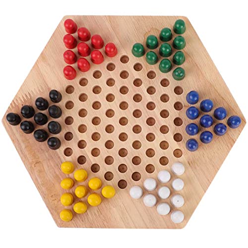 Natürliche Holz-Chinesische Dame, Chinesische Dame, Holz-Lernbrett für, Klassisches Halma-Chinesisches Dame-Set, Strategie-Familienspielteile von Doact