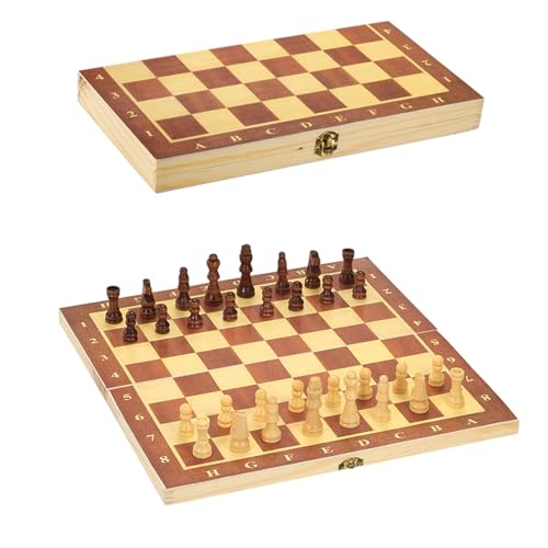 Schachspiel für, Tragbares Schachbrettspiel, Holzschachspiel, Schachbrett, Holzschachspiele für Jungen, Mädchen, Erwachsene (Brown) von Doact