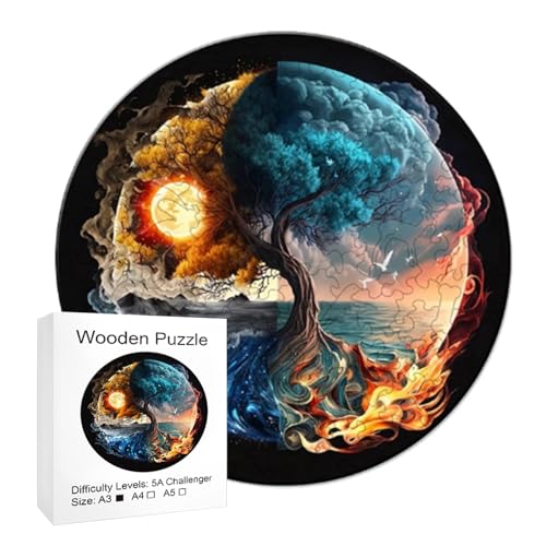 Doafoce Holzpuzzle Erwachsene Holz Erwachsene Baum des Lebens Puzzle Einzigartige Pflanze Holz-Puzzle Yinyang Baum Holz puzzleTree of Life aus Pflanzen (A) von Doafoce