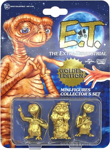 Doctor Collector E.T. Der Außerirdische, Mini-Figuren-Kollektion Goldene Edition, offizielle Verpackung mit 3 goldenen Miniaturen von Doctor Collector