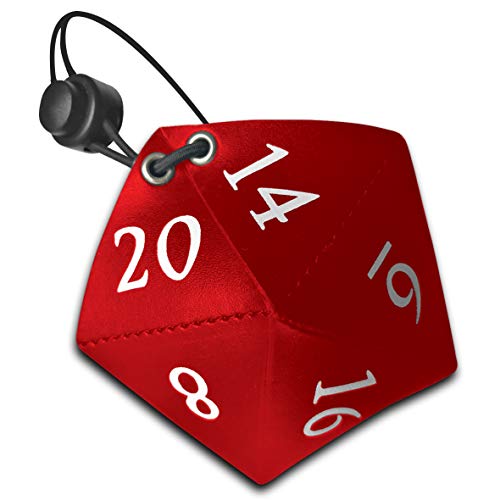 D20 Bag | Rollenspiel-Würfelförmige Tasche für RPG würfel | POLYSKIN Leder mit Schnur und Verschluss (Rot) von Doctor Frikistein