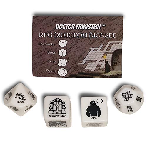 RPG Dungeon Dice Set | 4 Würfel von 25 mm zum Erstellen von Dungeons | KOMPATIBEL mit D&D, Pathfinder und Fantasy Rollenspiele von Doctor Frikistein