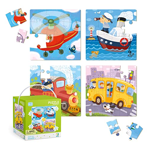 Jigsaw Puzzles for 3 Year olds 4 Puzzles in 1 Transport (12 Pieces 16 Pieces 20 Pieces 24 Pieces) Dodo Children Early Learning Educational Gift for Boys and Girls von Dodo