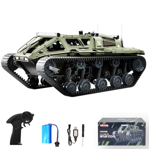 Dodoore Ferngesteuerter Panzer, 2,4 GHz All-Terrain-Spielzeugfahrzeug mit 360° Drehung und Lichtern, wiederaufladbares Kettenauto als Geschenk von Dodoore