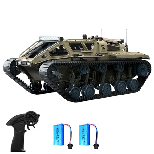 Dodoore Ferngesteuerter Panzer, 2,4 GHz All-Terrain-Stunt-RC Auto mit 360° Drehung und LED-Leuchten, Geländewagen mit Kettenantrieb von Dodoore