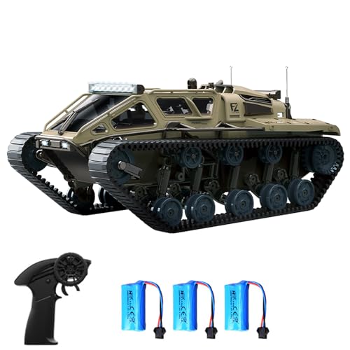 Dodoore Ferngesteuerter Panzer, 2,4 GHz All-Terrain-Stunt-RC Auto mit 360° Drehung und LED-Leuchten, Geländewagen mit Kettenantrieb von Dodoore