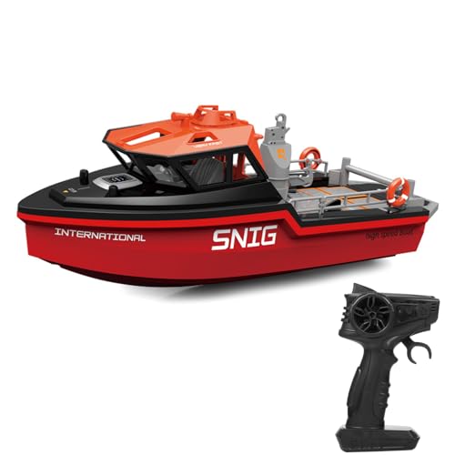 Dodoore Ferngesteuertes Boot, 2,4-GHz RC Boot Rettungsschiff mit Bürstenlosem Motor und Alarm bei Niedrigem Batteriestand, Elektrisches Speedboat Rennboote für Pools und Seen von Dodoore