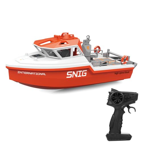 Dodoore Ferngesteuertes Boot, 2,4-GHz RC Boot Rettungsschiff mit Bürstenlosem Motor und Alarm bei Niedrigem Batteriestand, Elektrisches Speedboat Rennboote für Pools und Seen von Dodoore