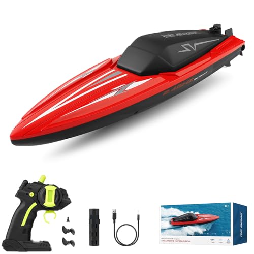 Dodoore Ferngesteuertes Boot, 2,4 GHz Speedboat Wasserdichtes RC Boot, 30 Minuten Laufzeit, Rennboote für Pools und Seen von Dodoore