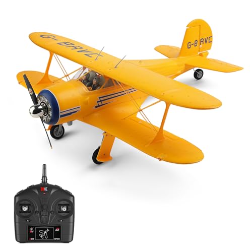 Dodoore RC Flugzeug Wltoys A300 Ferngesteuertes Flugzeug 2,4 GHz Bürstenloses 6-Achsen-Gyroskop 6G Horizontalflug 3D-Stunt LED-Leuchten Alarm Bei Schwacher Batterie Geschenk Für Kinder Erwachsene Gelb von Dodoore