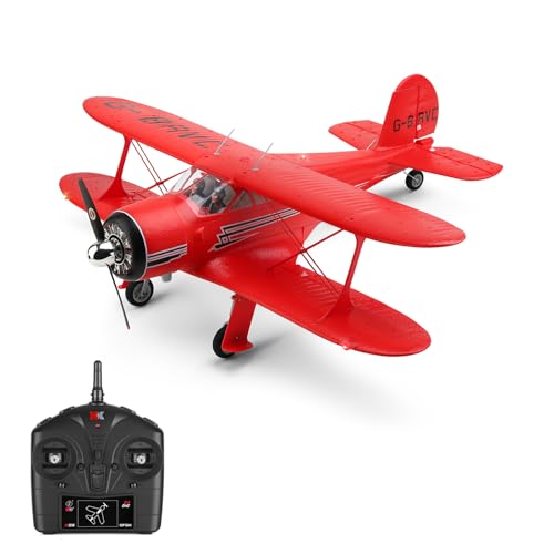 Dodoore RC Flugzeug Wltoys A300 Ferngesteuertes Flugzeug 2,4 GHz Bürstenloses 6-Achsen-Gyroskop 6G Horizontalflug 3D-Stunt LED-Leuchten Alarm Bei Schwacher Batterie Geschenk Für Kinder Erwachsene Rot von Dodoore