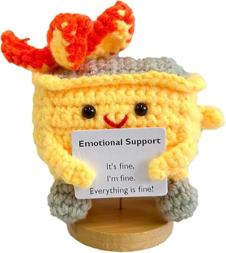 Emotional Support Dumpster Fire - Adorable Crochet Dumpster Fire, Handmade Crochet Emotional Support Dumpster Fire, Emotional Crochet Dumpster Fire, Crochet Knitting Toy, Funny Desk Decor (Yellow) von Doduiu