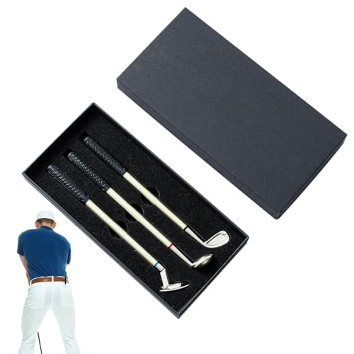 Doiyislem Desktop-Golfballstift, Tischgolfspiel für Männer - Golfschlägerform Spielzeug Golf 3 Stück - Dekorativer Spielzeug-Golf-Golfball-Club-Stift, Neuheit, Schreibwaren von Doiyislem