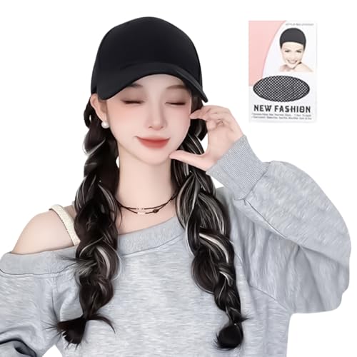 Doiyislem Hut mit Perücke, 50 cm Perücke für Frauen, Verstellbarer Atmungsaktiv Hut für Sommer Tägliches Tragen Cosplay Styling Party Halloween Mädchen Doiyislem Hut mit Perücke, 50 cm Perücke für Frauen, Verstellbarer Atmungsaktiv Hut für Sommer Tägliches Tragen Cosplay Styling Party Halloween Mädchen von Doiyislem