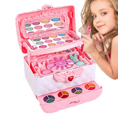 Doiyislem Make-up-Box für Kinder, Make-up-Spielzeug für Mädchen | Spielzeug für kleine Mädchen, echte Kosmetik, waschbar - Kognitives Spielzeug für Kinder, Kosmetikbox zum Anziehen, kinderfreundlich von Doiyislem