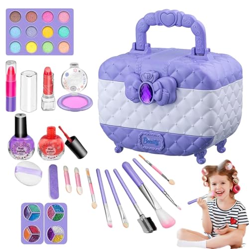 Doiyislem Make-up-Set für Mädchen | Sicheres Kinder-Make-up-Set - Tragbares Make-up-Koffer-Set für Kleinkinder, Prinzessinnen-Kosmetikkoffer, Kinder-Make-up-Set, Keine Belastung für die Haut von Doiyislem