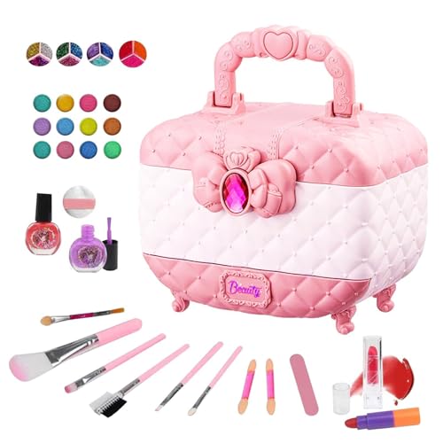 Doiyislem Make-up-Set für Mädchen - Waschbares rosafarbenes Kinder-Make-up - Make-up-Set für Mädchen, Keine Belastung für die Haut, tragbares Princess-Kosmetikspielzeug für Mädchen im Alter von 3–12 von Doiyislem