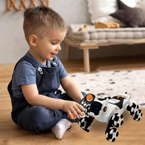 Doiyislem Roboter-Hundespielzeug für Kinder, Roboter-Hunde-RC-Auto - All-Terrain-Stuntauto mit Licht, Musik und Spray,Elektrisches Driftauto-Spielzeug, Roboterhund, ferngesteuertes Autospielzeug für von Doiyislem