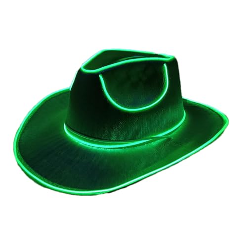 Unisex Cowboyhut Mit Blinkender LED-Krempe - Cowboy-Pailletten-Partykappe, Glühende Cowgirl Mütze Glühende, Trendy Licht Up Cowboy Hut Für Hochzeiten, Western-Junggesellinnenabschiede, Cosplay von Doiyislem