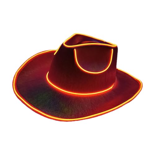 Unisex Cowboyhut Mit Blinkender LED-Krempe - Cowboy-Pailletten-Partykappe, Glühende Cowgirl Mütze Glühende, Trendy Licht Up Cowboy Hut Für Hochzeiten, Western-Junggesellinnenabschiede, Cosplay von Doiyislem