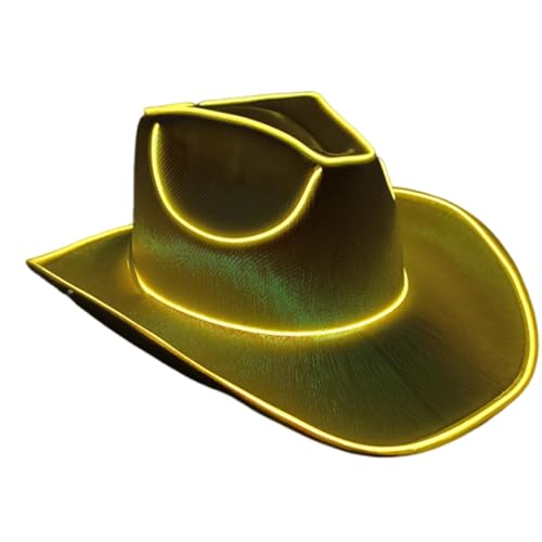 Unisex Cowboyhut Mit Blinkender LED-Krempe - Cowboy-Pailletten-Partykappe, Glühende Cowgirl Mütze Glühende, Trendy Licht Up Cowboy Hut Für Hochzeiten, Western-Junggesellinnenabschiede, Cosplay von Doiyislem