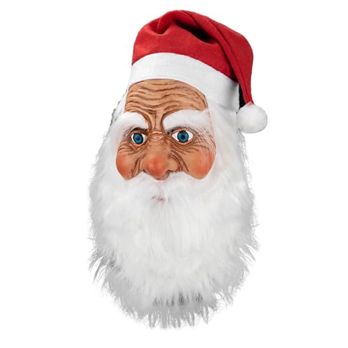 Doiyislem Weihnachtsmann Maske - Maske Mit Bart Und Mütze | Karnevalsmaske Kostüm | Weihnachtsmann Maske Weihnachtsmaske Kostüm Requisiten Weihnachtsmaske Für Weihnachten Cosplay von Doiyislem