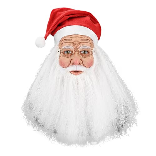 Weihnachtsmann Maske - Maske Mit Bart Und Mütze | Santa Claus Karnevalsmaske Kostüm | Weihnachtsmann Maske Weihnachtsmaske Santa Claus Kostüm Requisiten Weihnachtsmaske Für Weihnachten Cosplay von Doiyislem