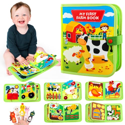 Dokeno Montessori Lernspielzeug für Kinder ab 3 Jahre – Farm Busy Board mit Bauernhof Thema, Sensorik Brett mit Früchten & Werkzeugen, Pädagogisches Activity Board, Geschenk für Kleinkinder von Dokeno