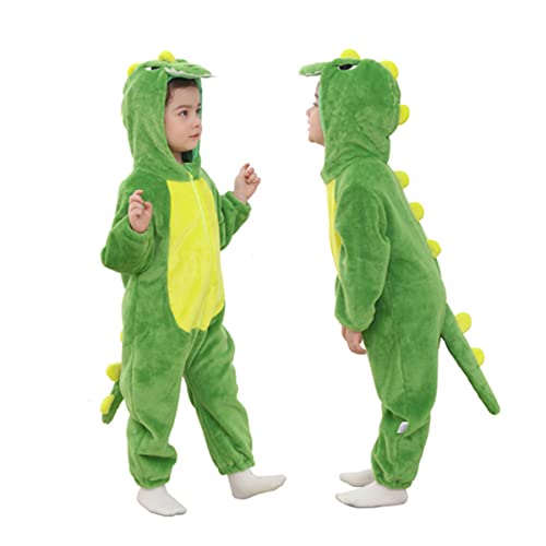 Doladola kostüme für baby mit Kapuze, Mädchen Jungen Flanell Overall, tier kostüm kinder (Grüner Dinosaurier, Größe (Alter 24-30 Monate)) von Doladola