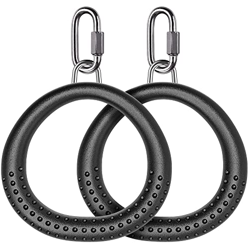 Dolibest 2PCS Round Trapeze Swing Bar Rings with Carabiners, Swingset Accessories Outdoor for Ninja Swing Set Accessories Monkey Ring, Obstacle Ring Swing Toys Set for Kids Black von Dolibest