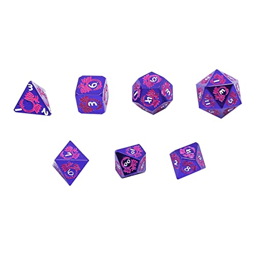 DollaTek Dragon Pattern DND Metallwürfel-Set für Dungeon und Dragon DND-Würfelspiel (mit schwarzer Tasche) – Purplel von DollaTek