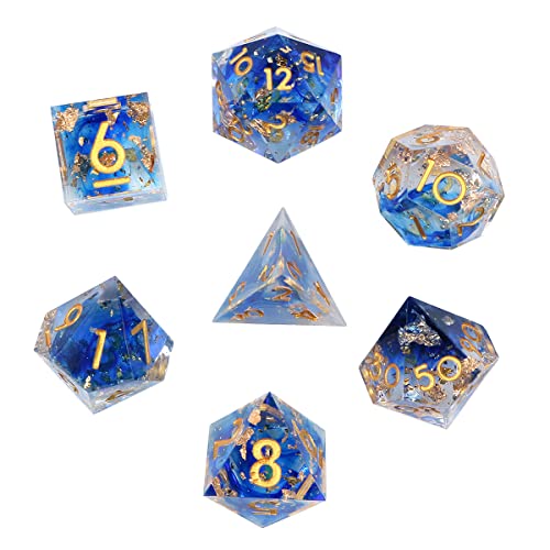 DollaTek Upscale Resin Transparent DND Würfelset Polyhedral Dice RPG Dice Dados Rol D4 D6 D8 D10 D12 D20 Würfelset – Klares Blau von DollaTek