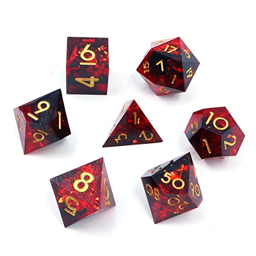 DollaTek Upscale Resin Transparent DND Würfelset Polyhedral Dice RPG Dice Dados Rol D4 D6 D8 D10 D12 D20 Würfelset – Rot von DollaTek