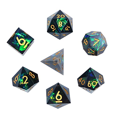 DollaTek Upscale Resin Transparent DND Würfelset Polyhedral Dice RPG Dice Dados Rol D4 D6 D8 D10 D12 D20 Würfelset – Schwarz und Grün von DollaTek