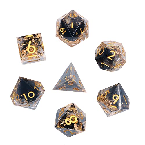 DollaTek Upscale Resin Transparent Dnd Würfelset Polyhedral Dice RPG Dice Dados Rol D4 D6 D8 D10 D12 D20 Würfelset – Transparent Schwarz von DollaTek