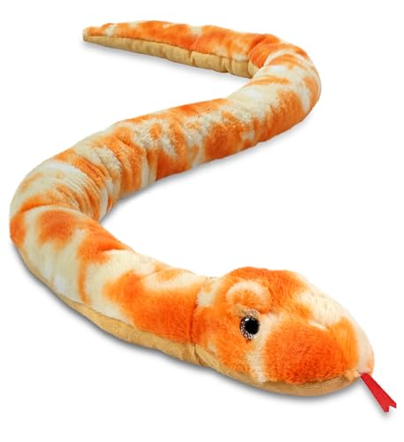 DolliBu Orange Tie-Dye Snake Stofftier - Kuscheliger Schlangenplüsch, entzückendes Spiel-Plüschtier, niedliche Tiere, Kuschelgeschenke, superweiche Plüschpuppe, Tierspielzeug für Kinder und von Dollibu