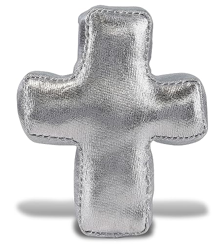 DolliBu Silbernes Kreuz, Plüsch, Mini-Kreuz-Ornament für Kinder, religiöse Stofftiere, Taufgeschenke, Partygeschenke und Bastelarbeiten, Bären-Dekoration für Taufgeschenke, 7,6 cm von Dollibu