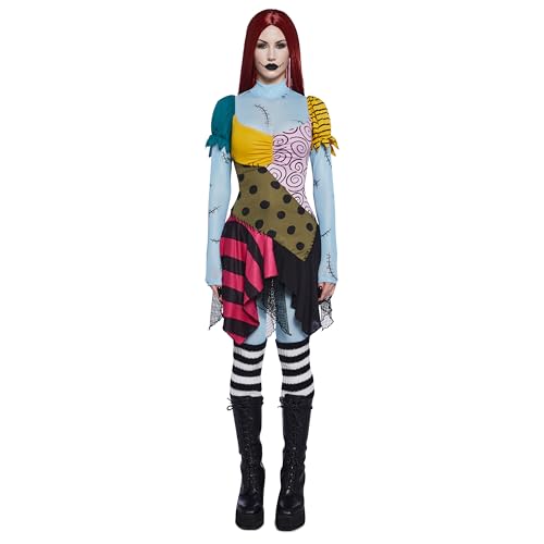 Dolls Kill Nightmare Sally Stoffpuppenkostüm – Halloween-Colorblock-Outfit von Trickz N' Treatz – Größe L von Dolls Kill