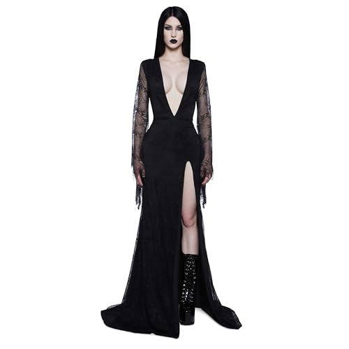 Dolls Kill Trickz N' Treatz Kostüm aus Spitze – Vampirkönigin Maxi-Outfit, Schwarz, XXS von Dolls Kill