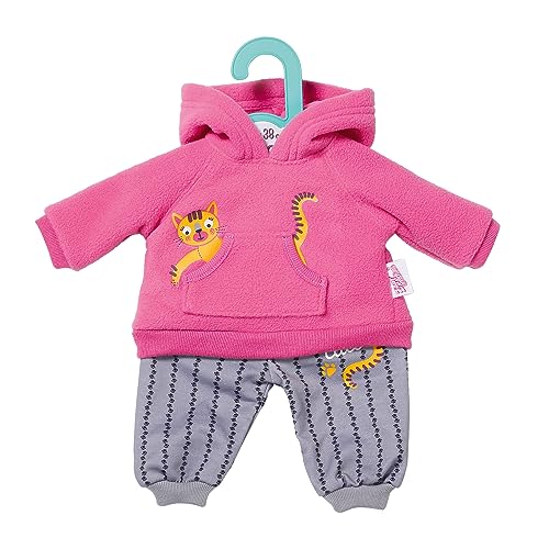 Dolly Moda, Puppenkleidung, Sport-Outfit Pink Katze 36cm, Kapuzenpulli mit Hose, 871584, Zapf Creation, Mehrfarbig von Dolly Moda