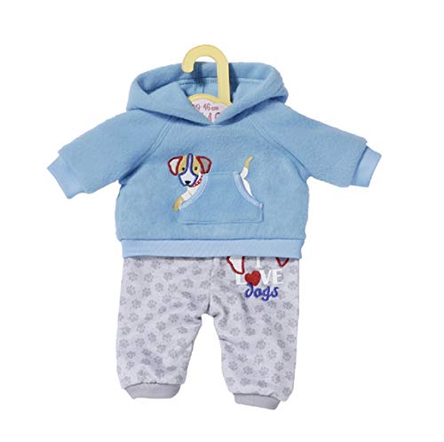 Dolly Moda Sport-Outfit mit blauem Kapuzenpulover mit grauer Hose für 43 cm große Puppen, 871324 Zapf Creation von Dolly Moda