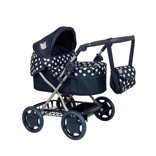 Dolly Tots Cherish Puppenwagen | Marineblau & Weiß | Verstellbarer Griff & Verdeck | Klappbar mit Wickeltasche, Decke & Korb | Spielzeug für Kinder ab 3 Jahren Dolly Tots Cherish Puppenwagen | Marineblau & Weiß | Verstellbarer Griff & Verdeck | Klappbar mit Wickeltasche, Decke & Korb | Spielzeug für Kinder ab 3 Jahren von Dolly Tots